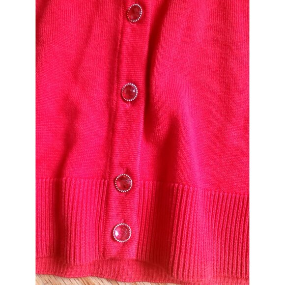 Vintage Charter Club Red Sequin Bow Buttons Cardigan Sweater Petite Medium - Picture 3 of 10